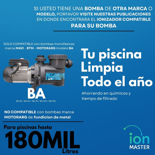 Ionizador Para Piscinas P/ Bombas Mavi Ba