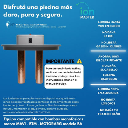 Ionizador Para Piscinas P/ Bombas Mavi Ba